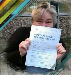 mags passing her driving test