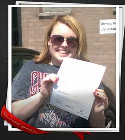 Glenda passing her driving test at paisley 2016